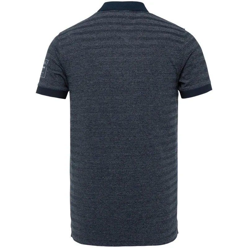 PME Legend Short sleeve polo jacquard pique Dunkelblau