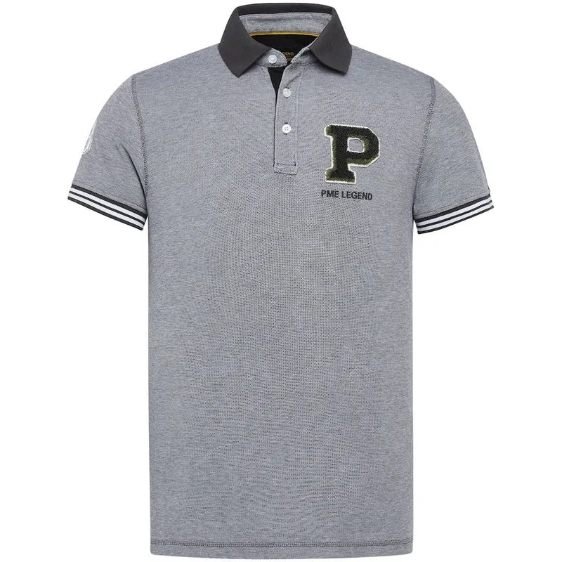 PME Legend Short sleeve polo two tone pique grau