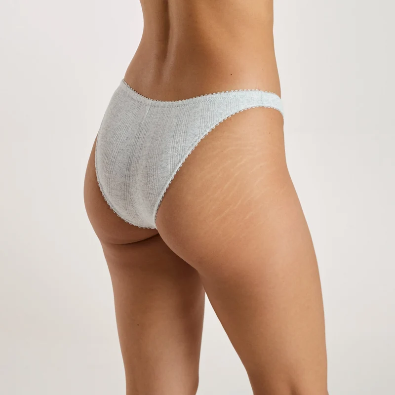 Pointelle Brazilian Slip - Graue Melange