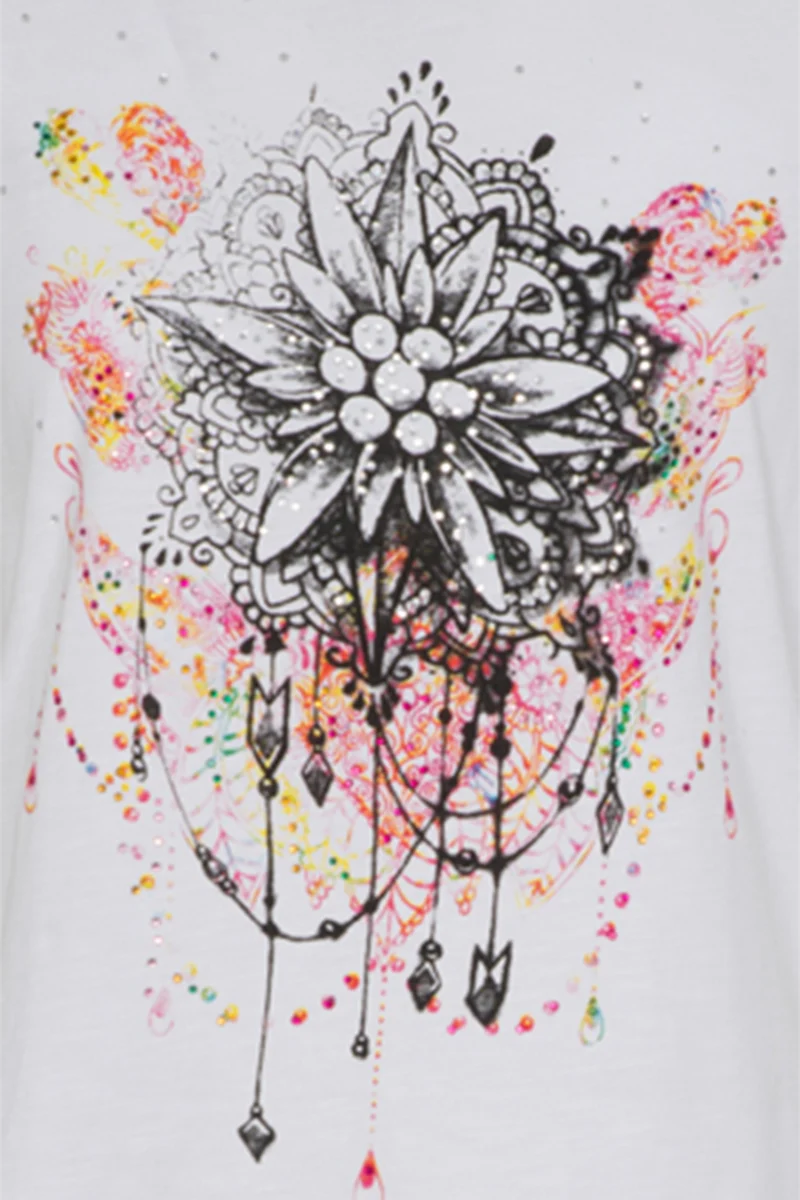 Damen T-Shirt mit Edelweiß-Mandala-Druck