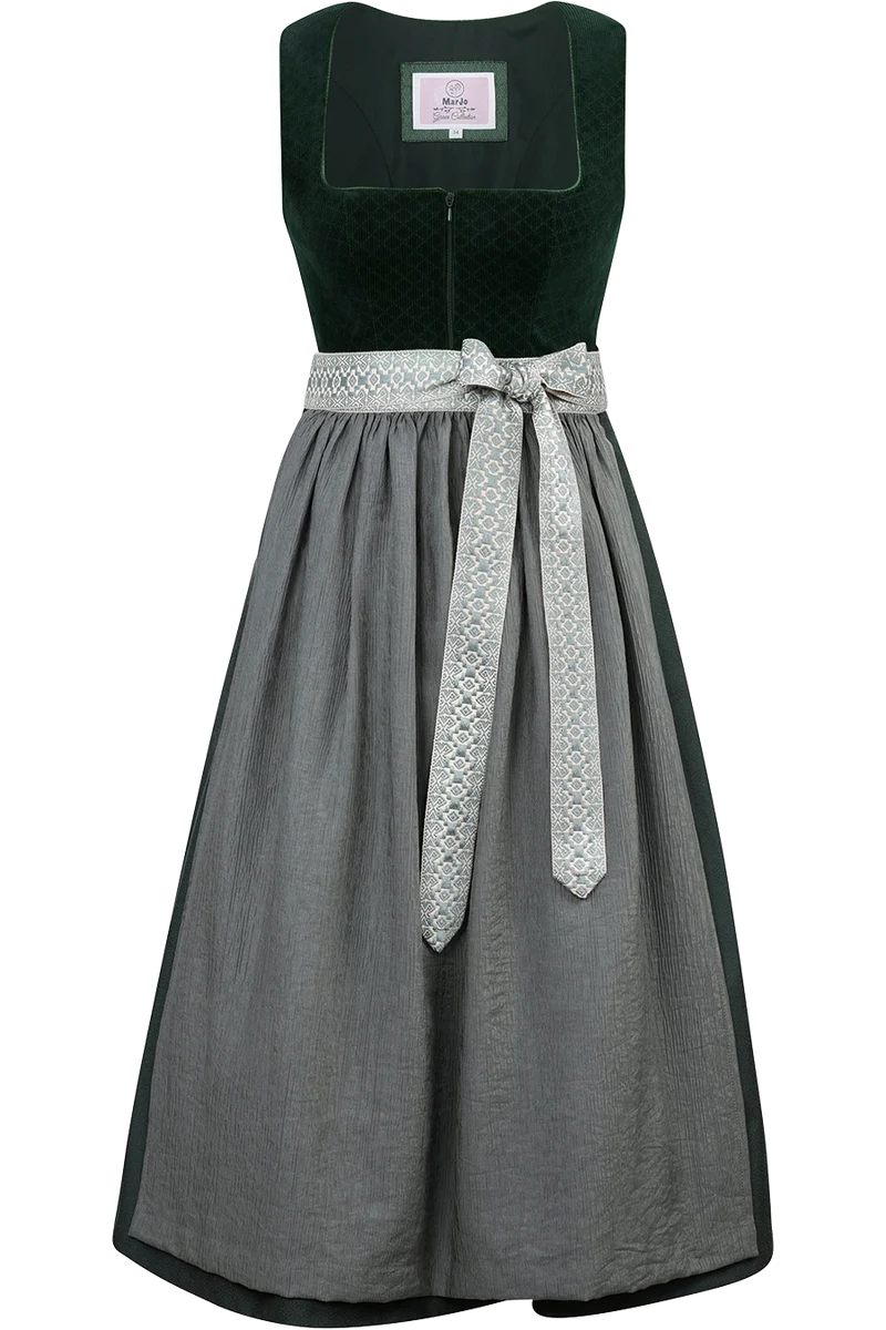 Midi-Dirndl mit Cordmieder Berndorf 70cm - tanne/gischt