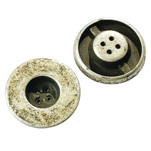 Metallknopf Altsilber-Silber-Braun – 4-Loch MK-556
