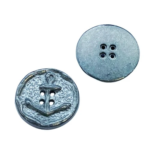 Metallknopf Ankermotiv Grau – Maritimer Knopf MK-368