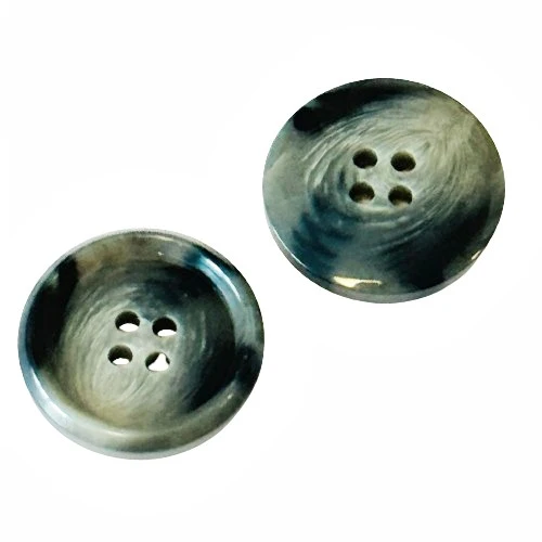 Hornimitatknopf Grau 4-Loch-Knopf – Mantel- und Jackenknopf HI-120