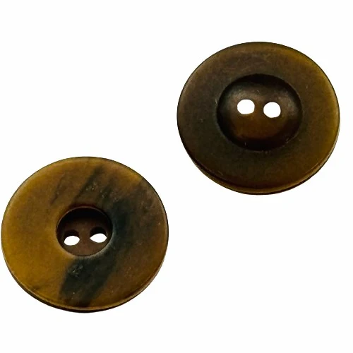Hornimitatknopf Braun 2-Loch-Knopf matt – Mantel- und Jackenknopf HI-121