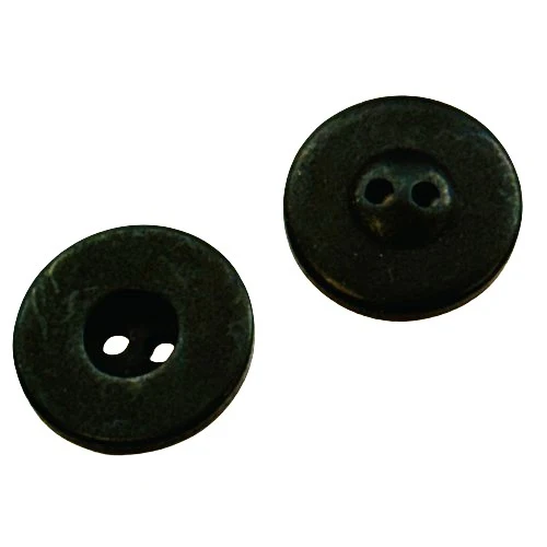 Hornimitatknopf Schwarz 2-Loch-Knopf matt – Mantel- und Jackenknopf HI-121