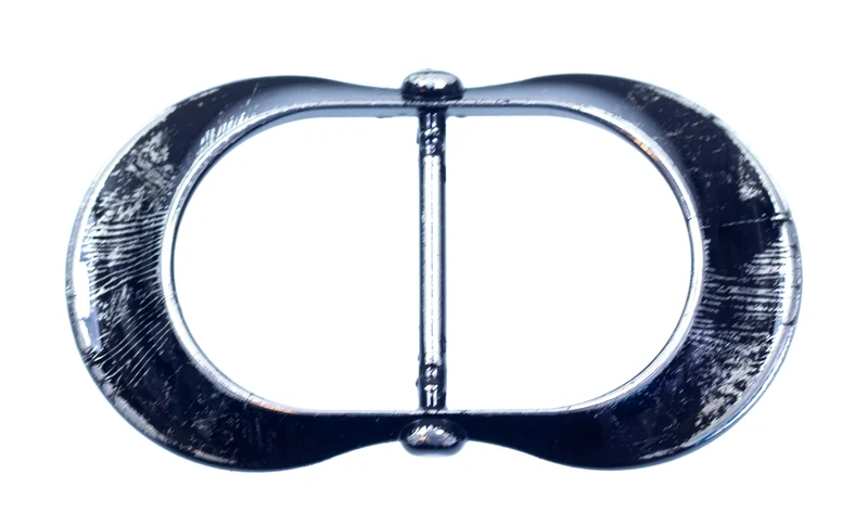 Gürtelschnalle Oval Schwarz-Silber 100 x 55 mm – Kunststoffschnalle S-49