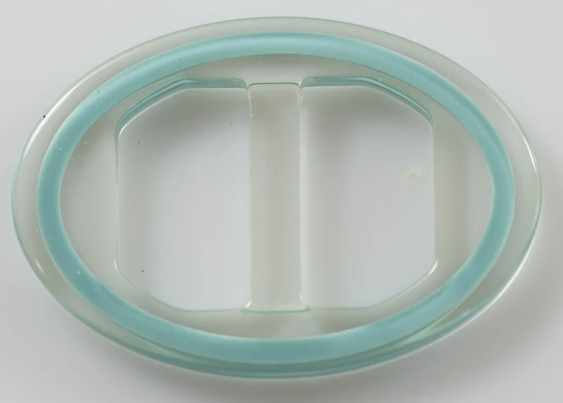 Gürtelschnalle Oval Transparent-Türkis 32 x 45 mm – Kunststoffschnalle S-28