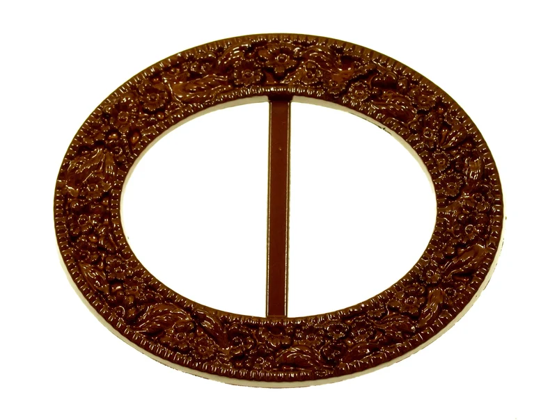 Gürtelschnalle Oval Blumenmuster Braun 40 mm – Kunststoffschnalle S-44