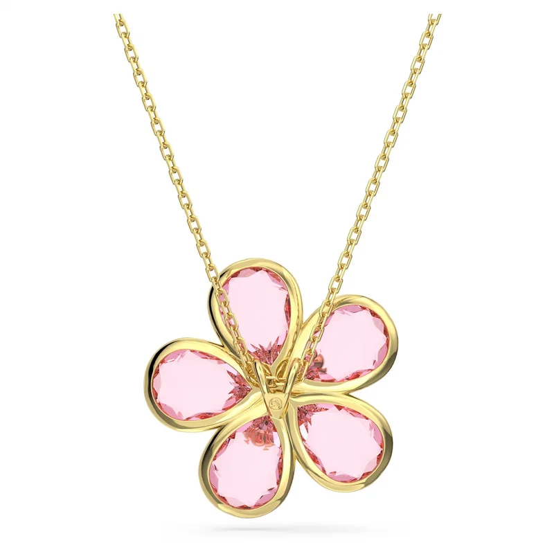 Swarovski Damen Halskette Idyllia Anhänger Blume Klein - Rosa mit Goldlegierungsschicht 5657875