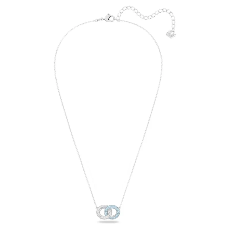 Swarovski Damen Halskette Stone Pavé, Verflochtene Ringe, Blau, Rhodiniert 5642883