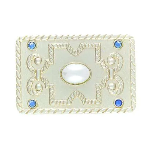 Gürtelschnalle mit Perle und Strassteinen Silber – Metallschnalle TS-56