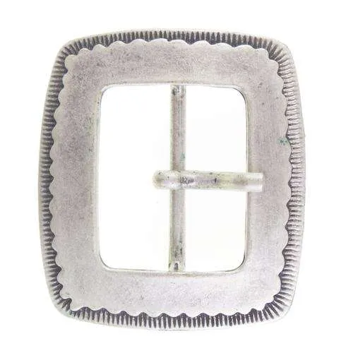 Trachten-Gürtelschnalle Musterung Silberfarben 39 mm – Metallschnalle TS-66
