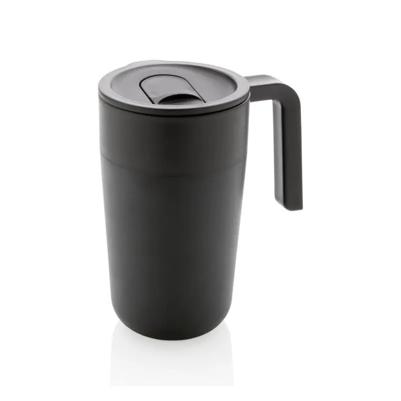 GRS Recycelte PP & Edelstahl Tasse mit Griff in Schwarz – Öko-freundlich & Stabil