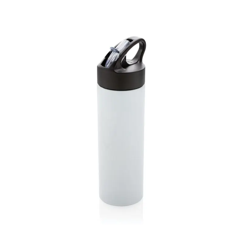 Weiß Sport Edelstahlflasche mit Trinkvorrichtung, 650ml