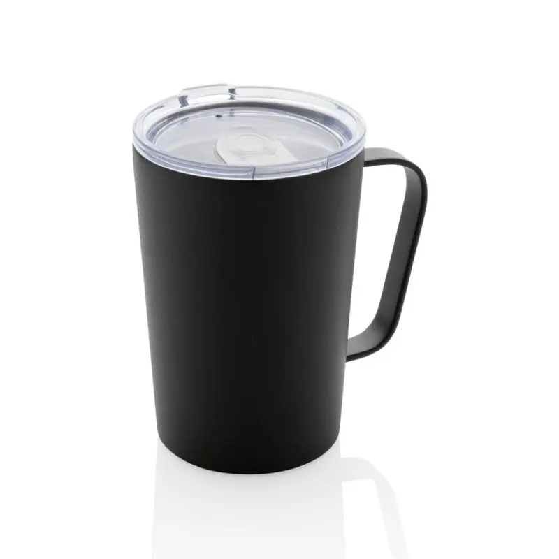 RCS Recycelter Edelstahl Isolierbecher mit Deckel in Schwarz – Modern & Effizient