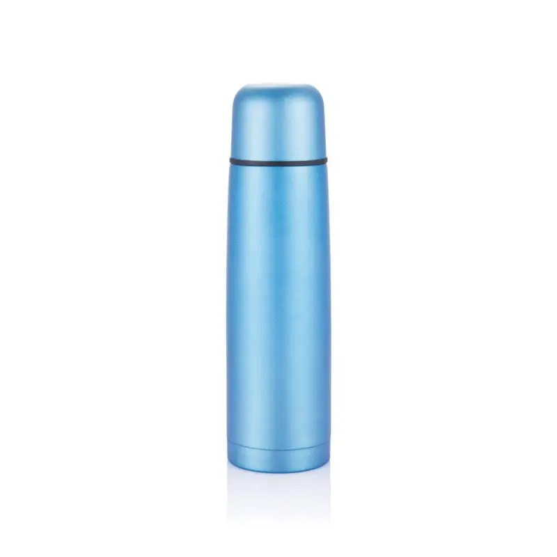 Blaue Mono Isolierflasche, schlichtes Design für Alltag