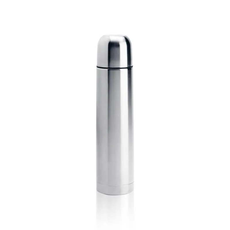 Große 1 Liter Isolierflasche, Hochglanz Silber