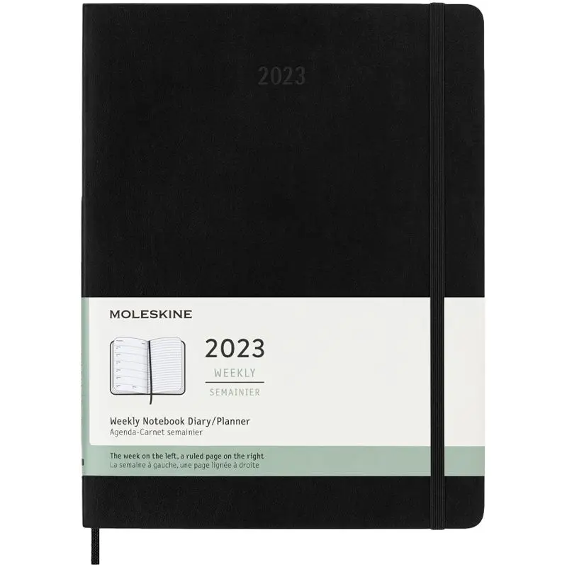 Moleskine 12M Softcover Wochenkalender XL - Schwarz, Premium Planer