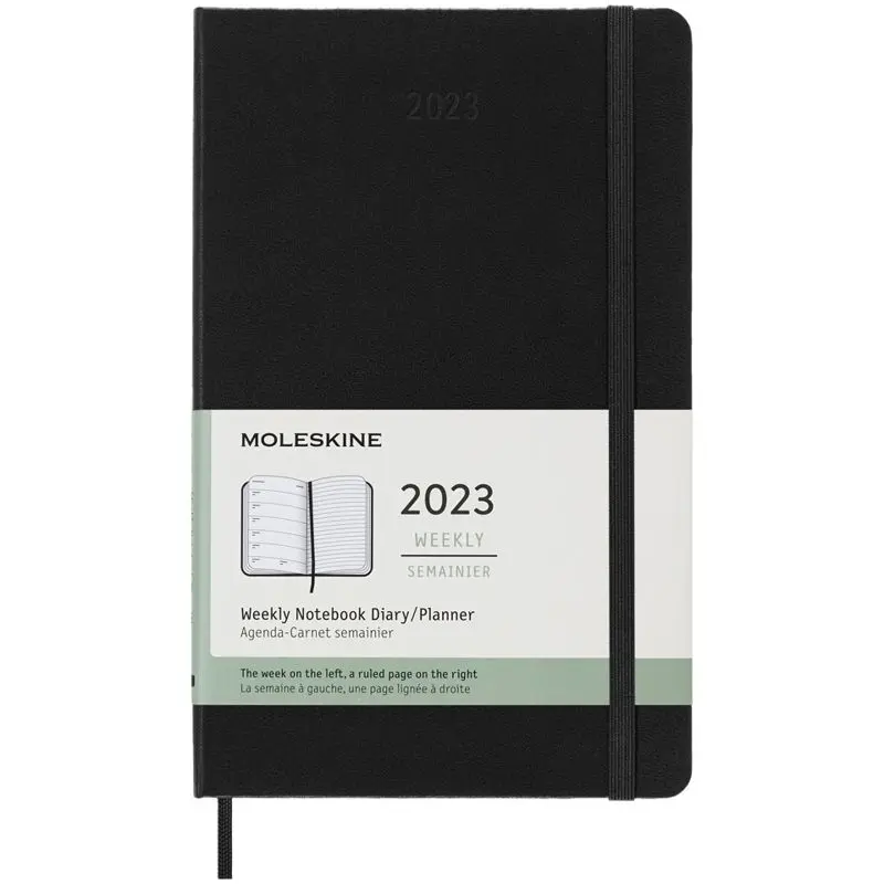 Moleskine 12M Hardcover Wochenkalender L - Schwarz, Premium Planer