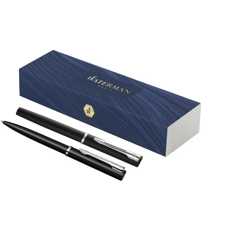Waterman Allure Set aus Kugelschreiber und Tintenroller - Schwarz - Blaue Mine - Hochwertiges Schreibset