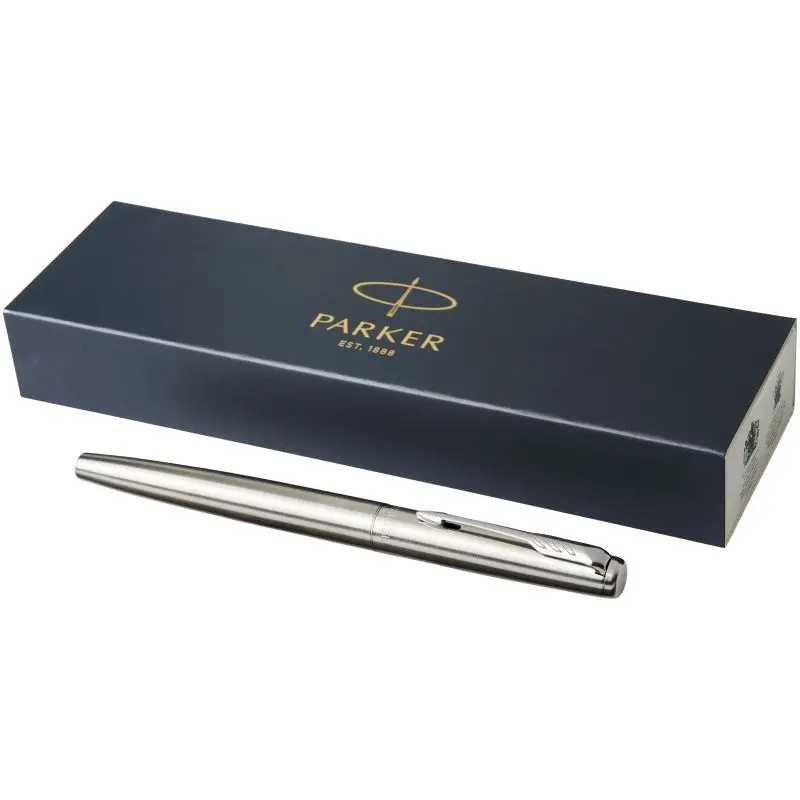Parker Jotter Füllfederhalter - Edelstahl Grau & Chrom, Blaue Mine