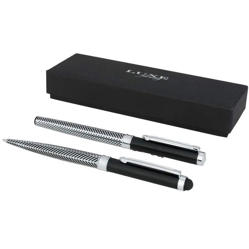 Empire Duo Stift Geschenkset - Silber - Schwarz - Mine Schwarz - Elegantes Schreibset als Geschenkidee