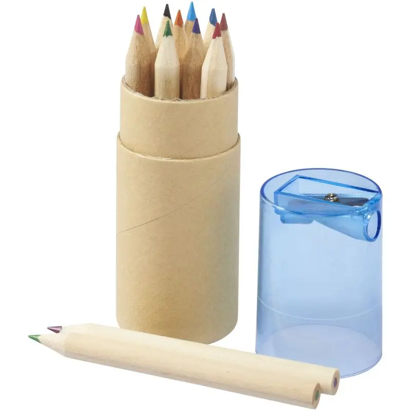 Hef 12-teiliges Buntstiftset mit Anspitzer - Blau - Hochwertige Farbstifte für Schule und Hobby