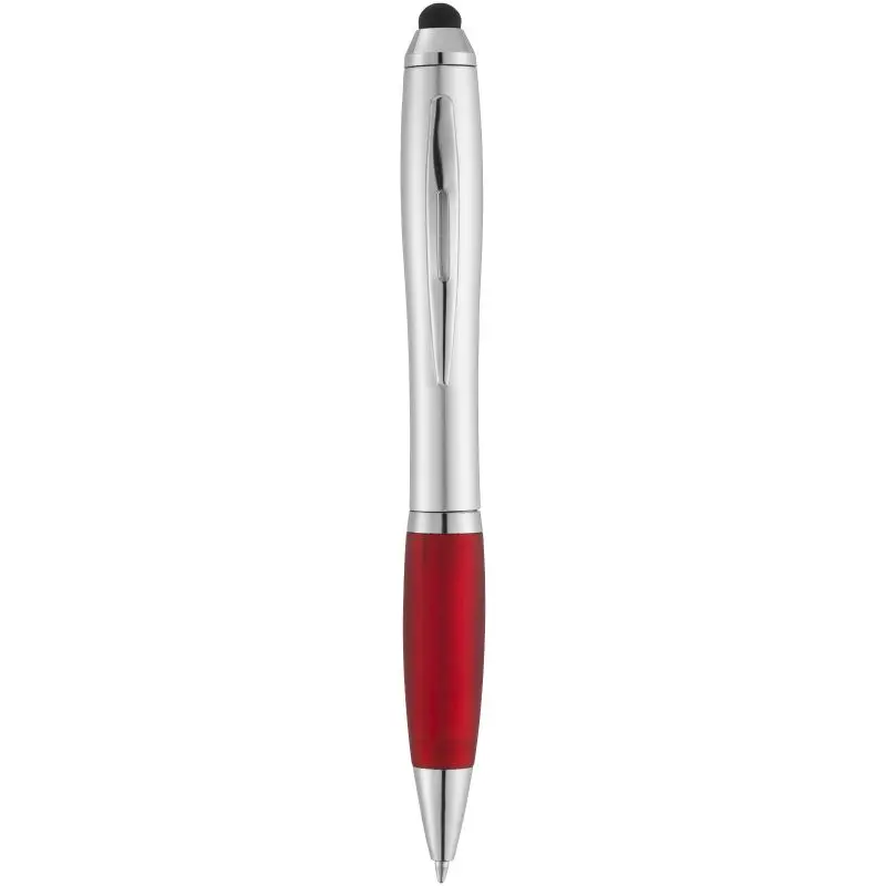 Nash Stylus Kugelschreiber - Silbern mit Rotem Griff, Schwarze Mine, Elegantes Design