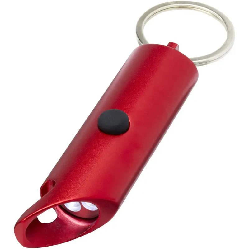 Flare IPX-LED-Lampe & Flaschenöffner aus recyceltem Aluminium mit Schlüsselanhänger - Rot