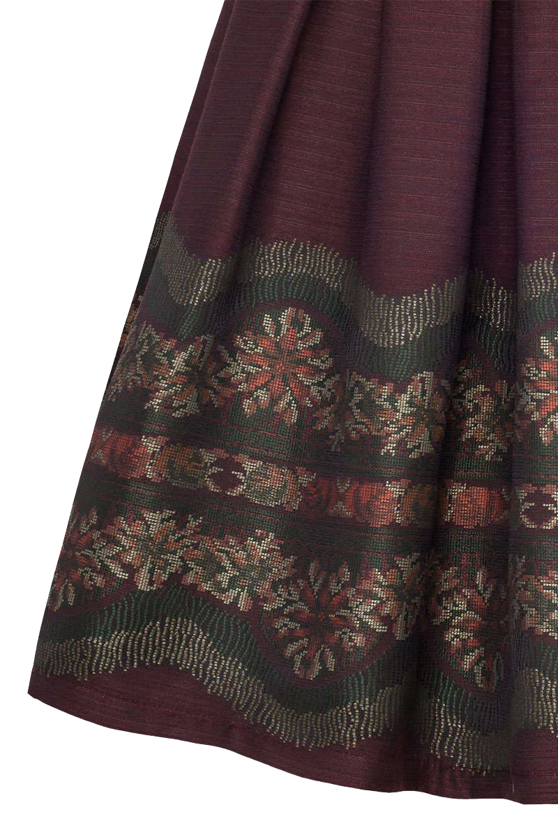Midi Trachten-Faltenrock mit floralem Webmuster