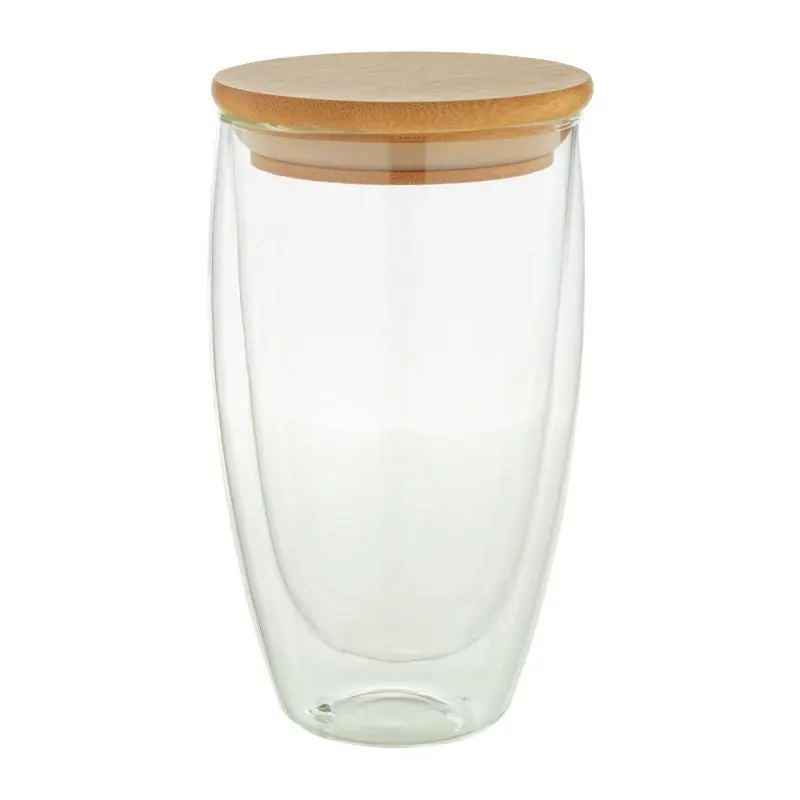 Bondina L Glas-Thermobecher, 420 ml – durchsichtiger Isolierbecher mit natürlicher Note