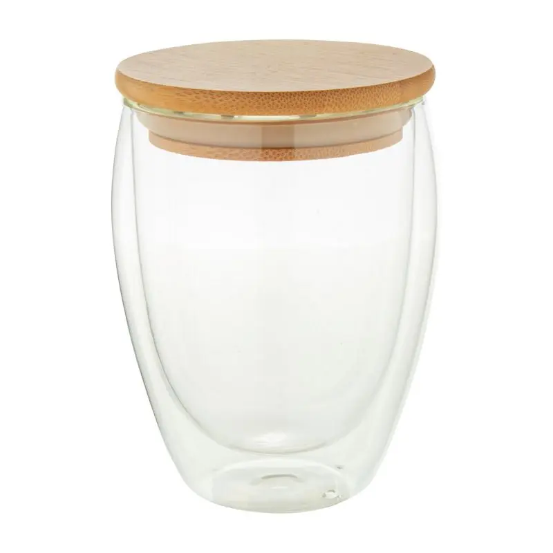 Bondina M Glas-Thermobecher, 330 ml – durchsichtiger Isolierbecher mit natürlicher Note