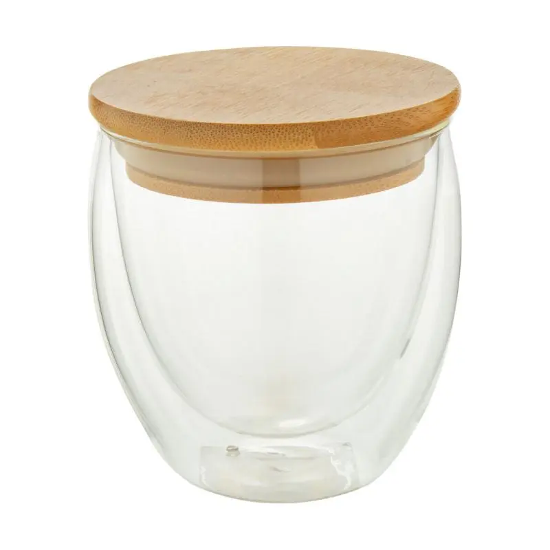 Bondina S Glas-Thermobecher, 300 ml – durchsichtiger Isolierbecher mit natürlicher Note