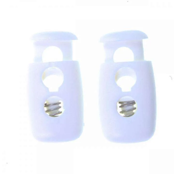 Kordelstopper 2-Loch Weiß 32x17 mm – Kunststoff KOST-2w