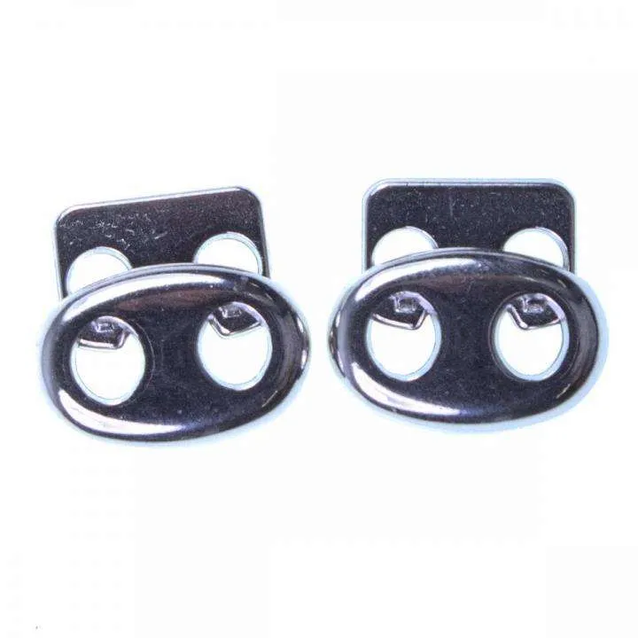 Kordelstopper 2-Loch Silber 17 mm – Metall KOST-23