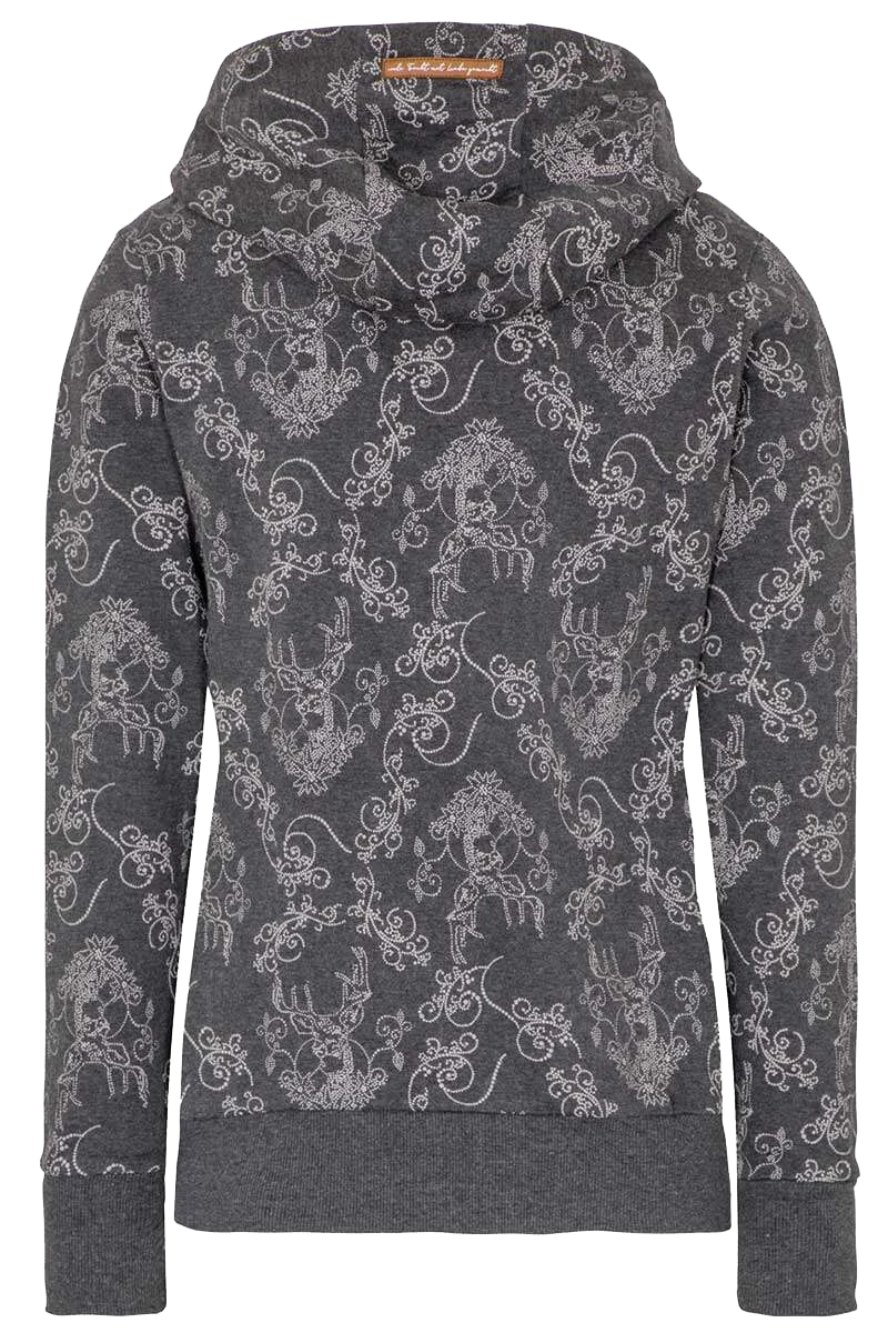 Damen Kapuzen-Sweat-Shirt mit Hirschmuster