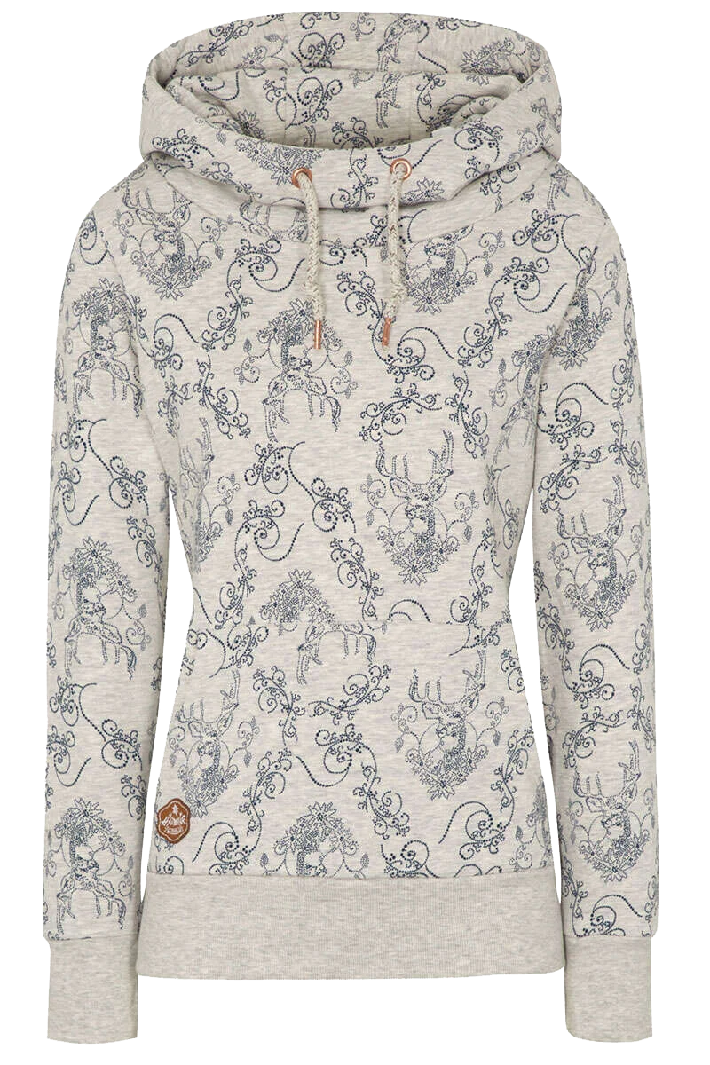 Damen Kapuzen-Sweat-Shirt mit Hirschmuster