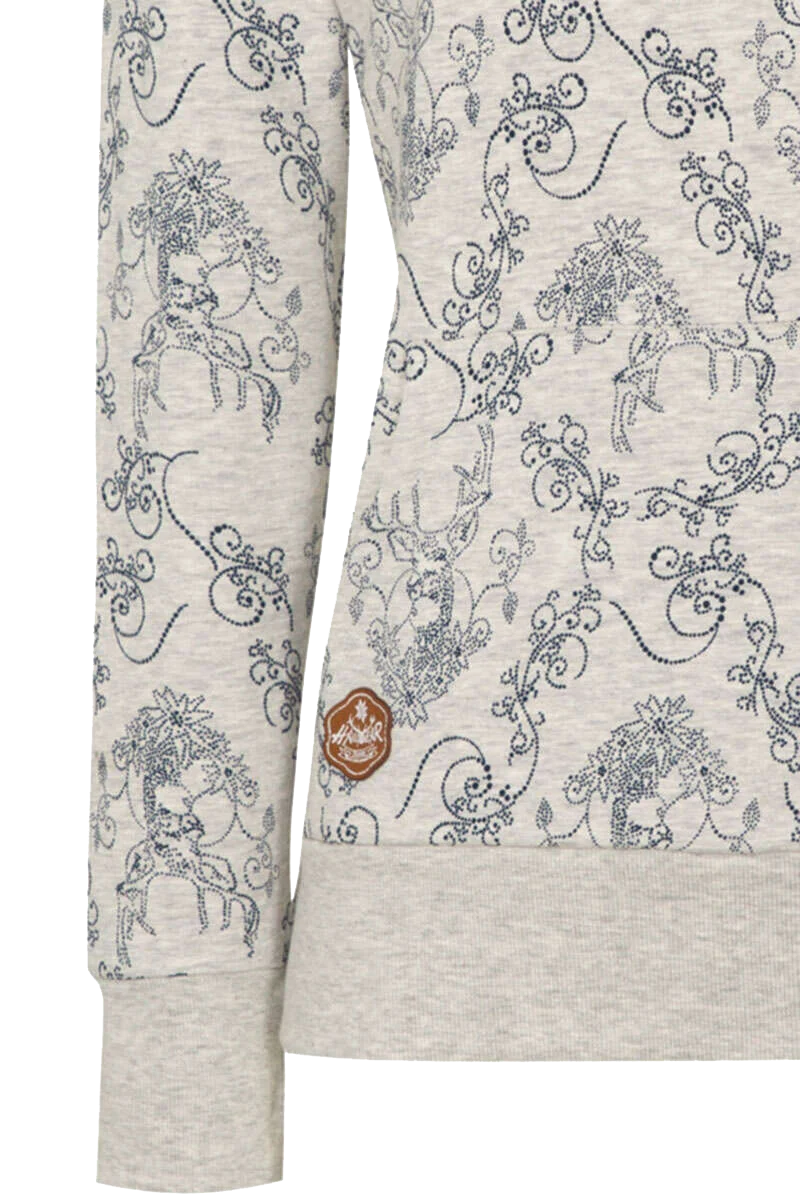 Damen Kapuzen-Sweat-Shirt mit Hirschmuster