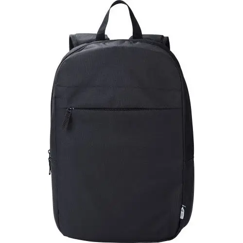 rPET Polyester (600D) Laptop-Rucksack Phineas in Schwarz – Nachhaltig & Praktisch