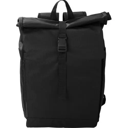 Evie Rolltop Rucksack aus rPET-Polyester 600D in Schwarz – Sicher und Trendig
