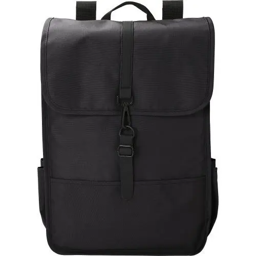 Lyric rPET 300D Polyester Rucksack mit Lasche in Schwarz – Öko-Bewusst und Stilvoll