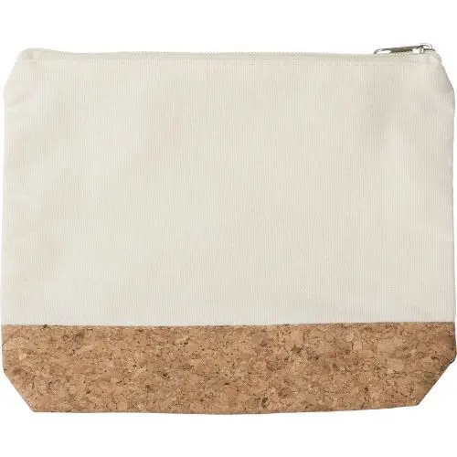 Teagan Kosmetiktasche aus dichter Baumwolle in Khaki, 100 Zeichen