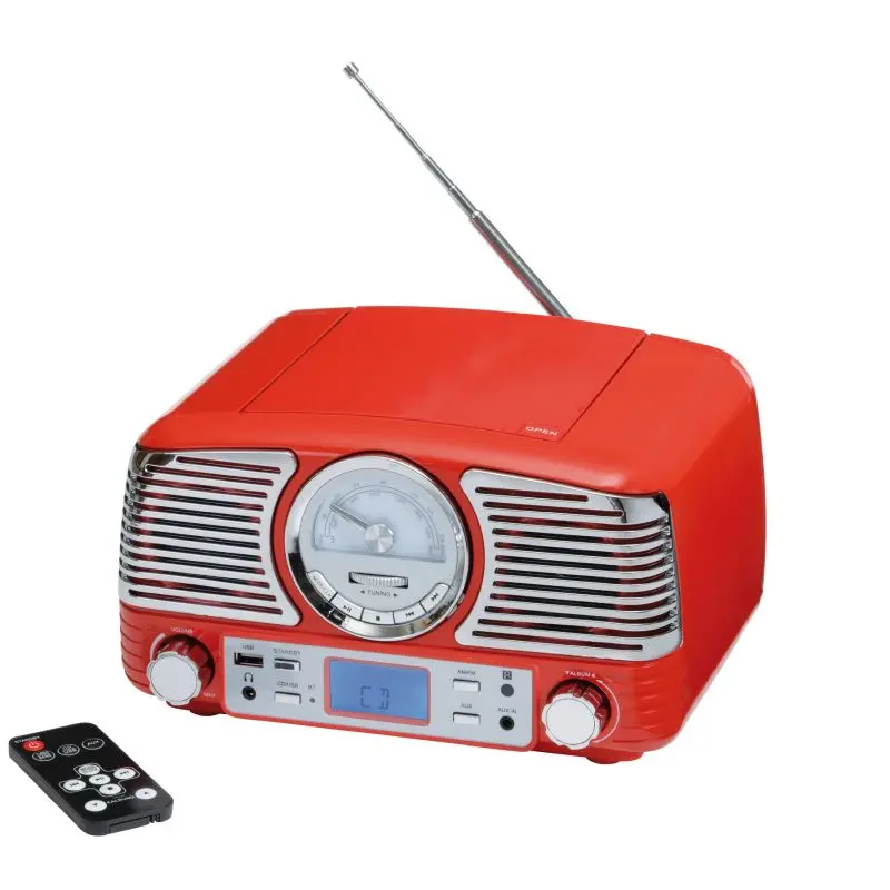 CD-Radio-Kombigerät DINER in Rot und Silber - Moderner Musikgenuss
