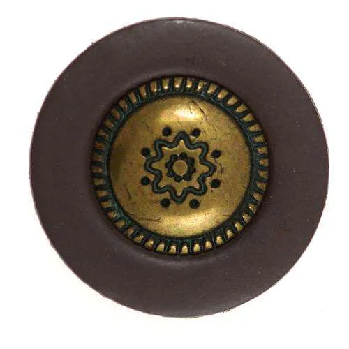 Knopf mit Metalleinsatz Braun 26 mm – Lederimitatknopf KBR-129