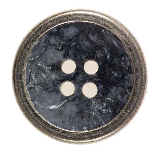 4-Loch Knopf Metalleinfassung Grau – Kunststoffknopf KG-26