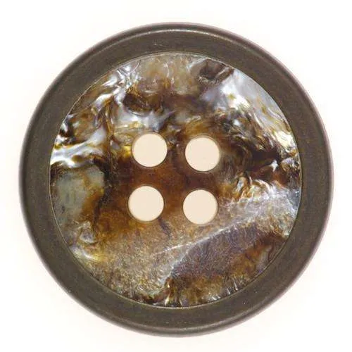 Knopf mit Metalleinfassung Braun – Kunststoffknopf KBR-42