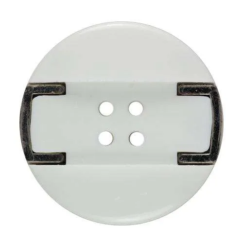 Knopf Metalldetail Weiß – Kunststoffknopf KW-78