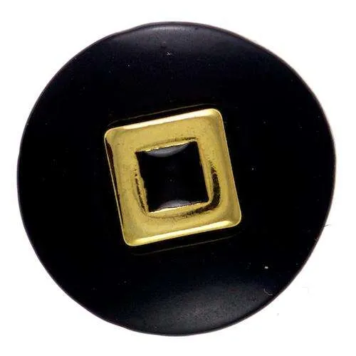Knopf mit Metalldetail Schwarz – Kunststoffknopf KS-99