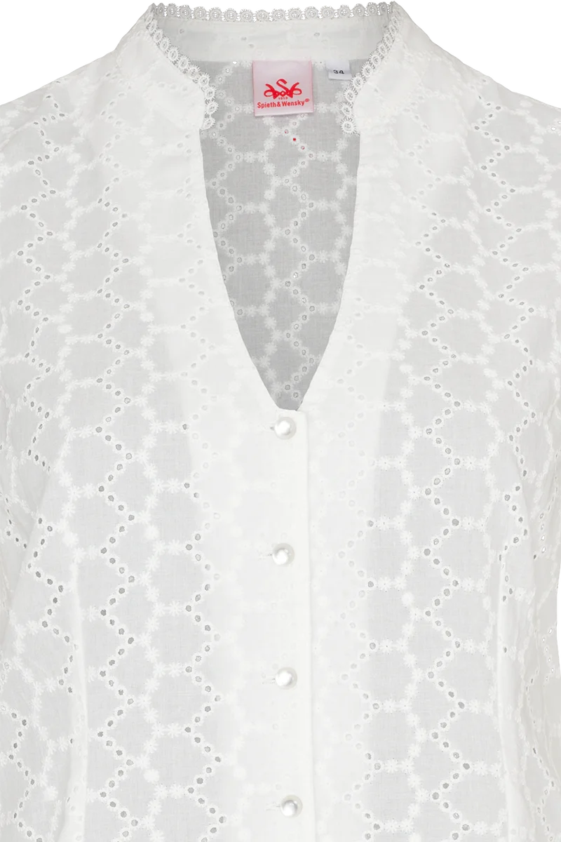 Damen Trachtenbluse mit Flügelarm und Lochmuster